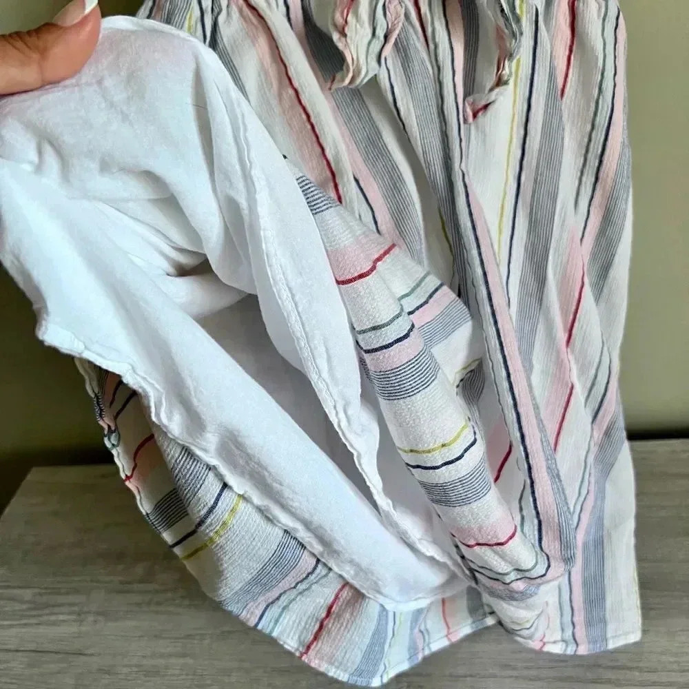 J.Crew Mercantile Rainbow Seersucker Collared Tie Front Dress Size XXS - Picture 9 of 13